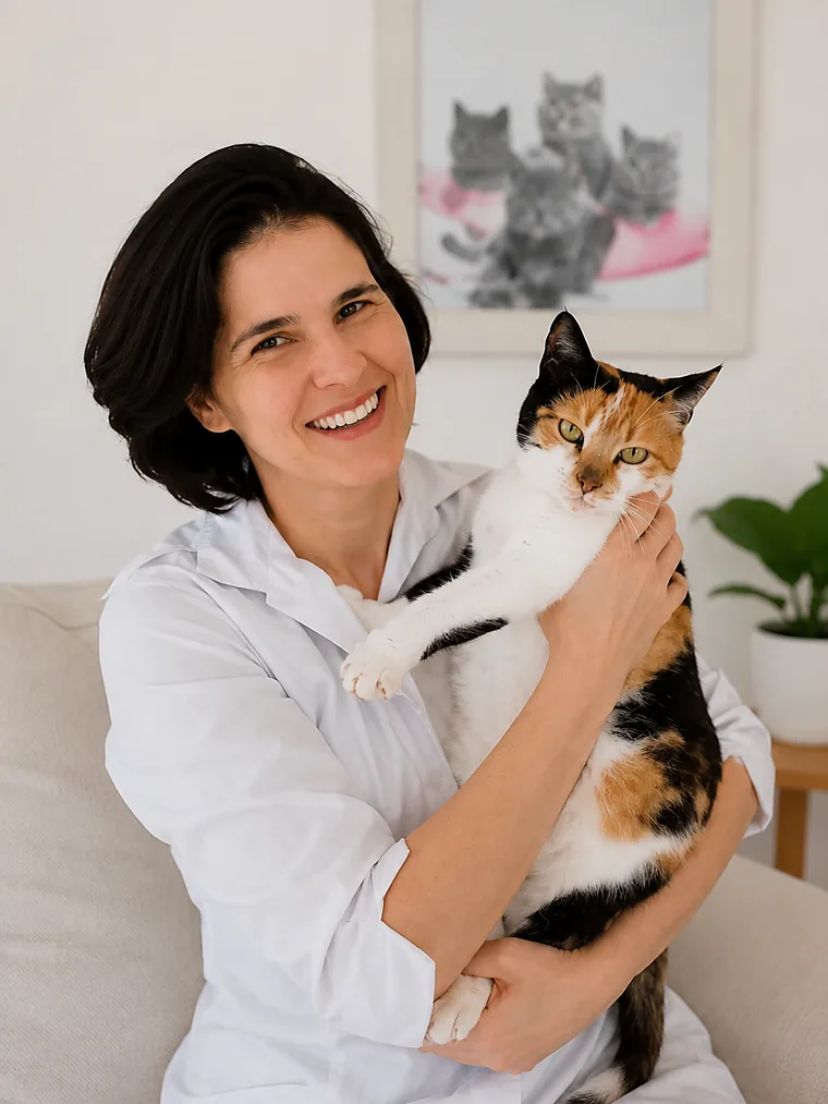 Consulta veterinária de rotina para gatos, em domicílio, com a Dra. Milene Bonatti