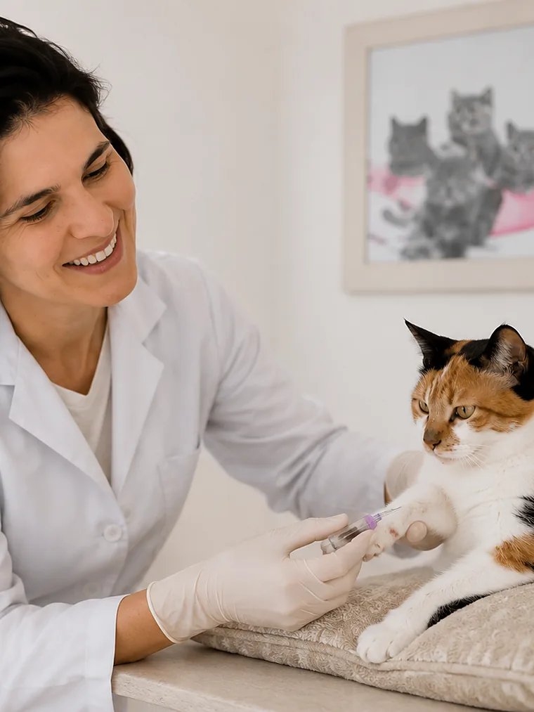 Coleta de exames de sangue em gatos no domicílio