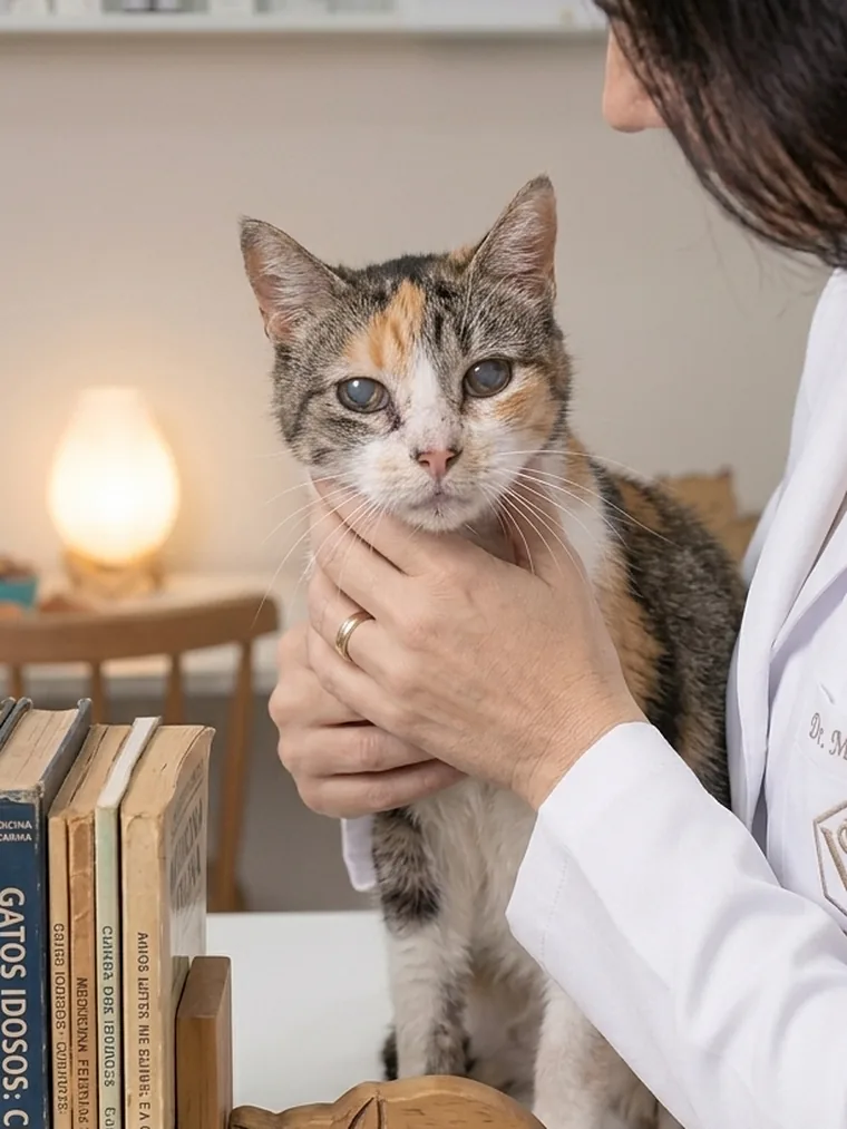 Check-up de gato idoso em casa